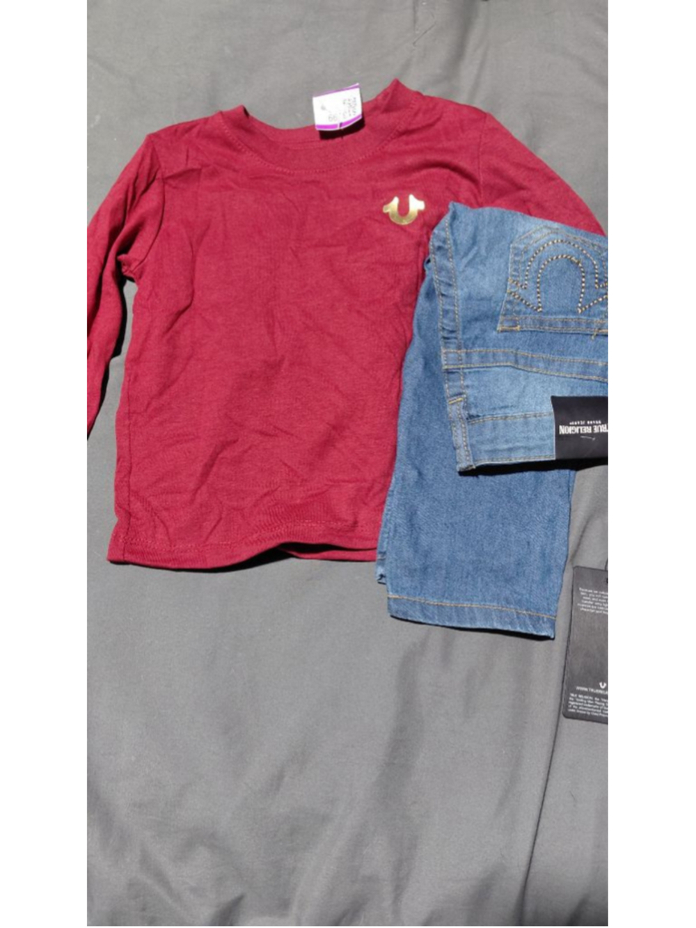 Boys True Religion Matching Set 2T Red Shirt Blue Jeans
